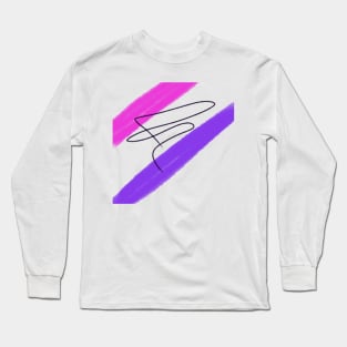 Pink Purple abstract black watercolor art Long Sleeve T-Shirt